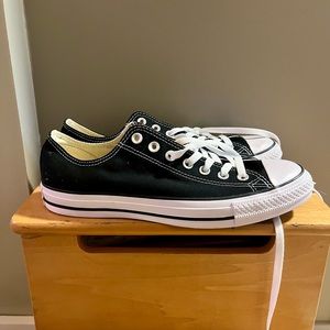 Black, low top Converse, Men’s 9, Women’s 11